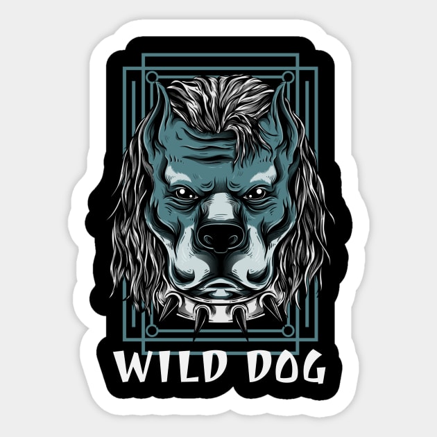 Wild Dog / Pit Bull Cartoon Design / For Pit Bull Lovers / Urban Streetwear Pit Bull Design / Gift For Dog Person Sticker by Redboy